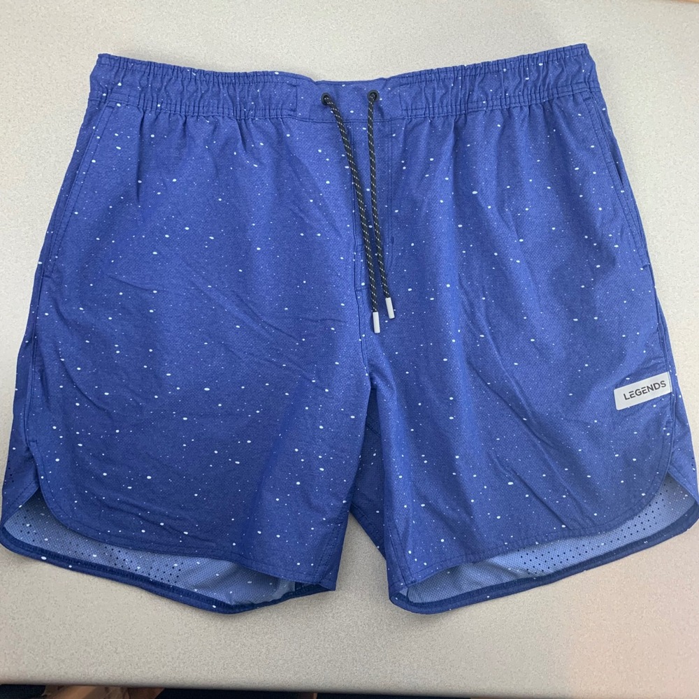 Legends Athletic Shorts Men XXL Blue Speckled Luka Performance 7 Inch Inseam